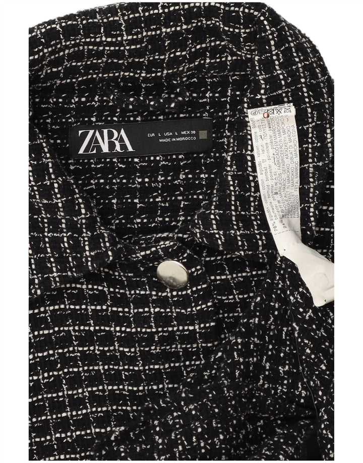 Женский бомбер Zara UK 16, большая черная клетка, хлопок