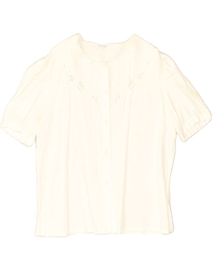 COSMOS Womens Short Sleeve Shirt Blouse EU 44 XL White | Vintage Cosmos | Thrift | Second-Hand Cosmos | Used Clothing | Messina Hembry 