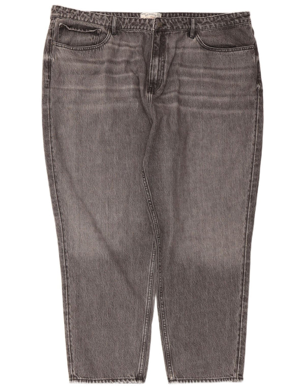 Женские укороченные джинсы Mom Jean для толстого лица, Великобритания, 22, 3XL, W44, L27, серый хлопок