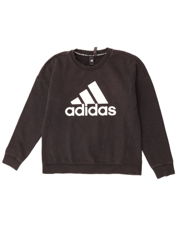 Женский свитер с рисунком Adidas UK 12/14, средний, черный, хлопок
