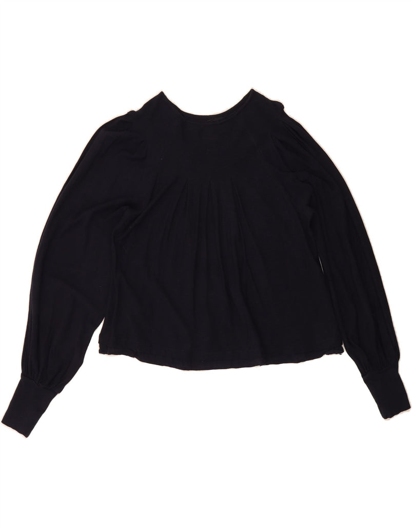 FREE PEOPLE Womens Long Sleeve Blouse Top UK 14 Medium Navy Blue Cotton Vintage Free People and Second-Hand Free People from Messina Hembry 