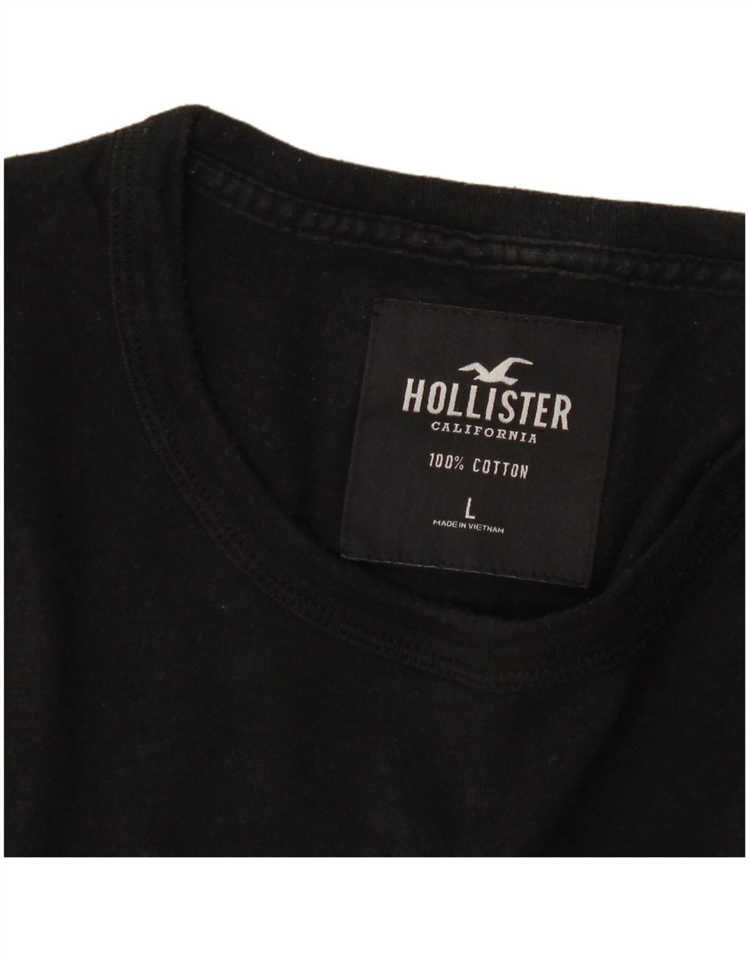 Мужской топ с рисунком Hollister, большой черный хлопок с длинным рукавом
