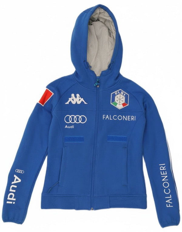 Женский укороченный свитер с капюшоном на молнии Kappa Italia UK 6 XS, синий хлопок