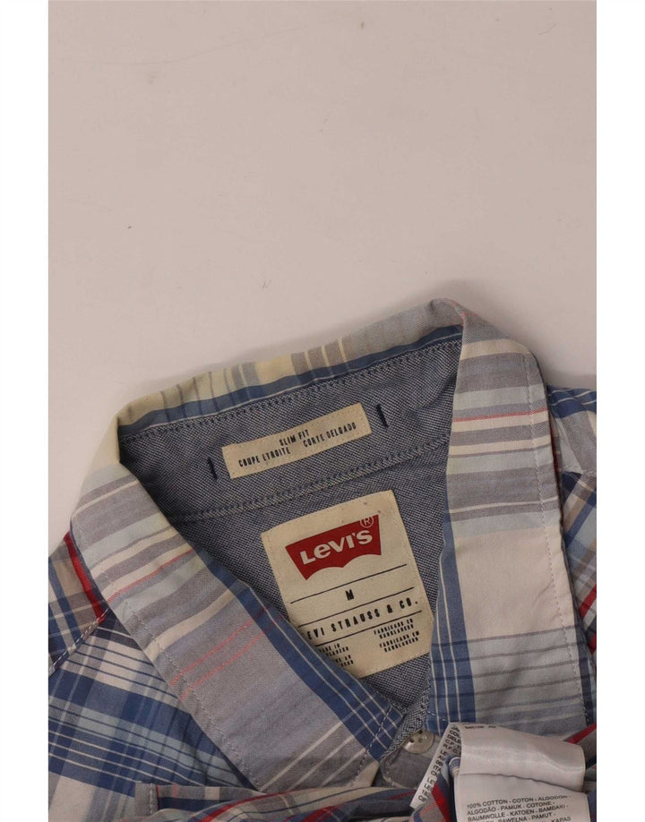 Мужская рубашка приталенного кроя Levi's, хлопковая синяя клетка среднего размера