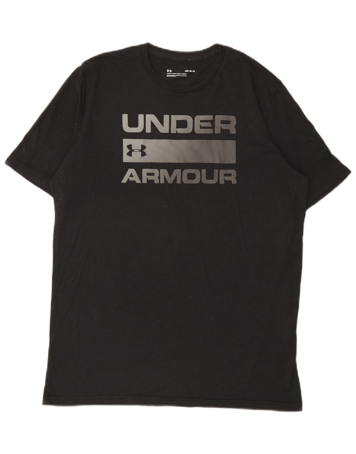 Мужская футболка с рисунком Under Armour, верх среднего размера, черный хлопок, хлопок