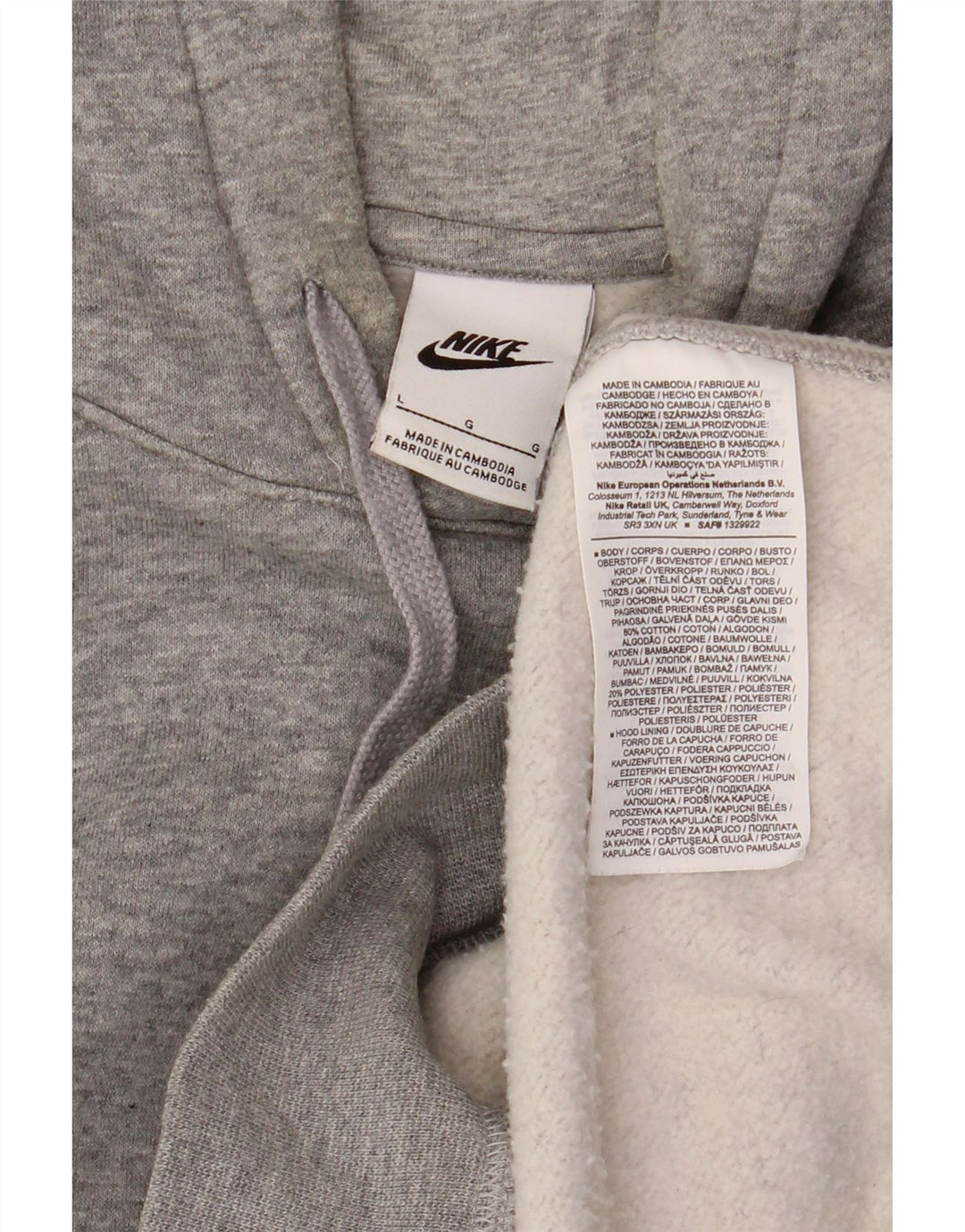 Мужской джемпер с капюшоном NIKE, большой размер, серый хлопок