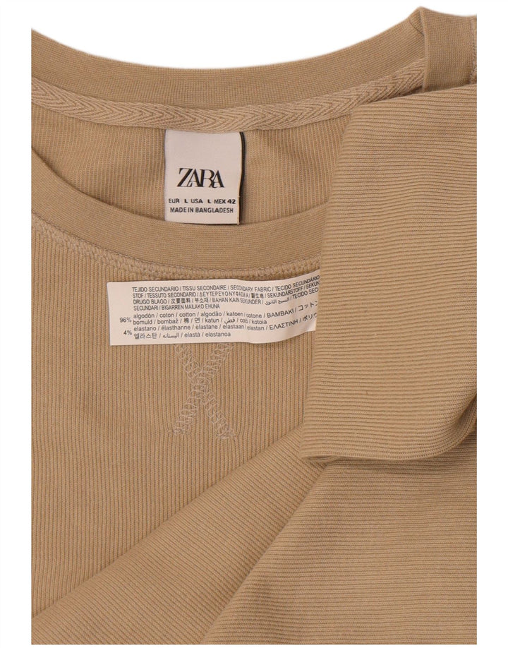 Мужской топ Zara с длинным рукавом, большой размер, бежевый хлопок