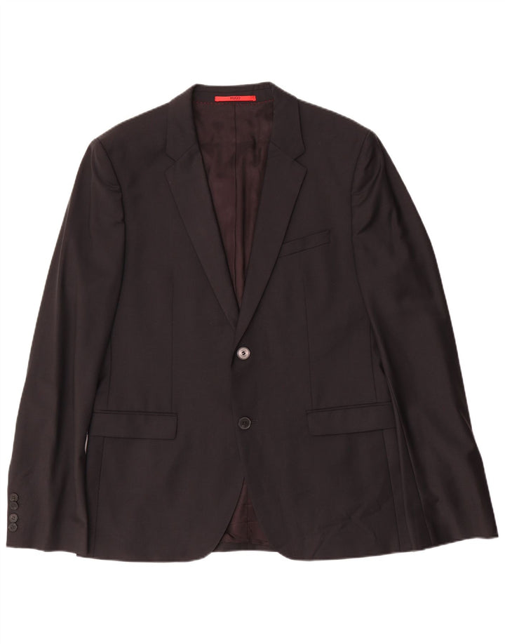 Мужской пиджак Hugo Boss на 2 пуговицах EU 52 XL, черная шерсть