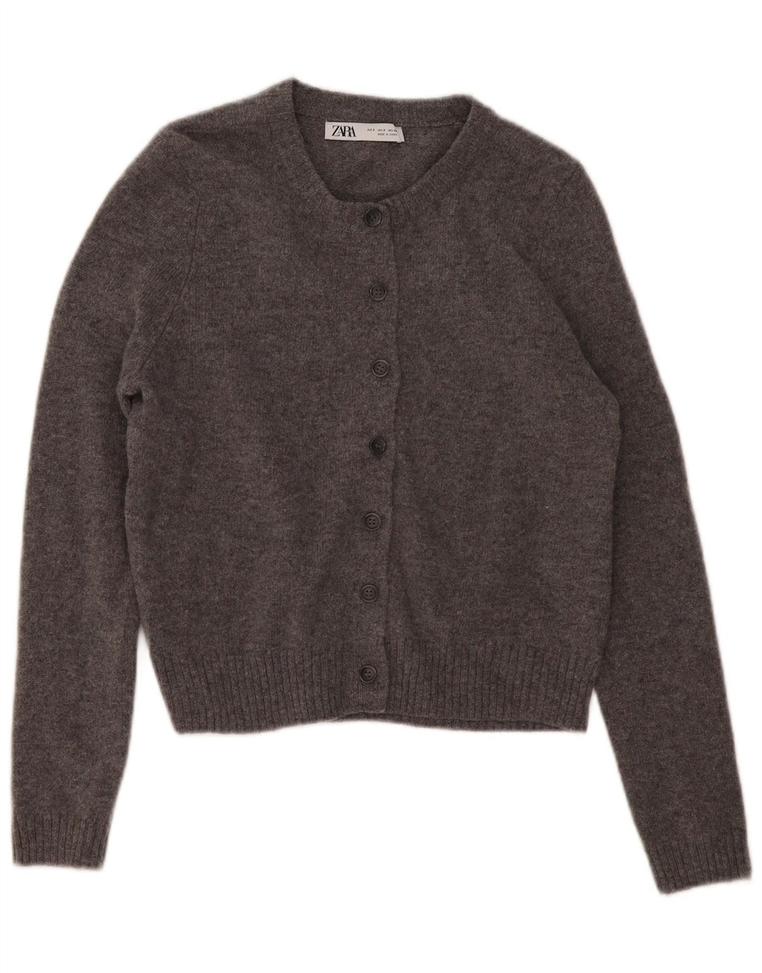Женский кардиган Zara UK 10, маленький серый шерстяной с крапинками