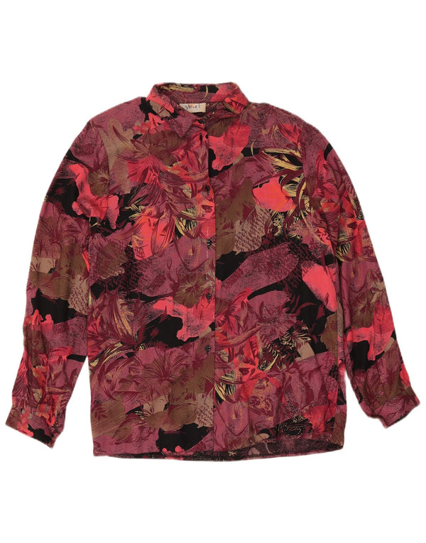 Винтажный женский комплект из 2 юбок UK 12 Medium W27 Бордовый с цветочным принтом в стиле ретро