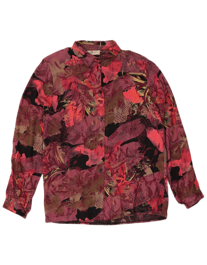 Винтажный женский комплект из 2 юбок UK 12 Medium W27 Бордовый с цветочным принтом в стиле ретро