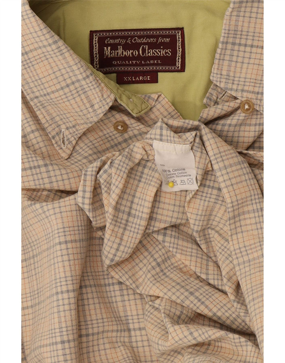 Мужская рубашка Marlboro Classics 2XL, хлопковая бежевая клетка