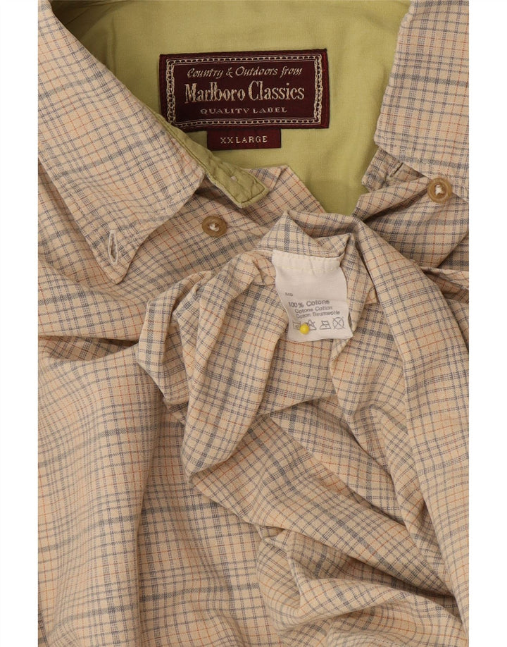 Мужская рубашка Marlboro Classics 2XL, хлопковая бежевая клетка