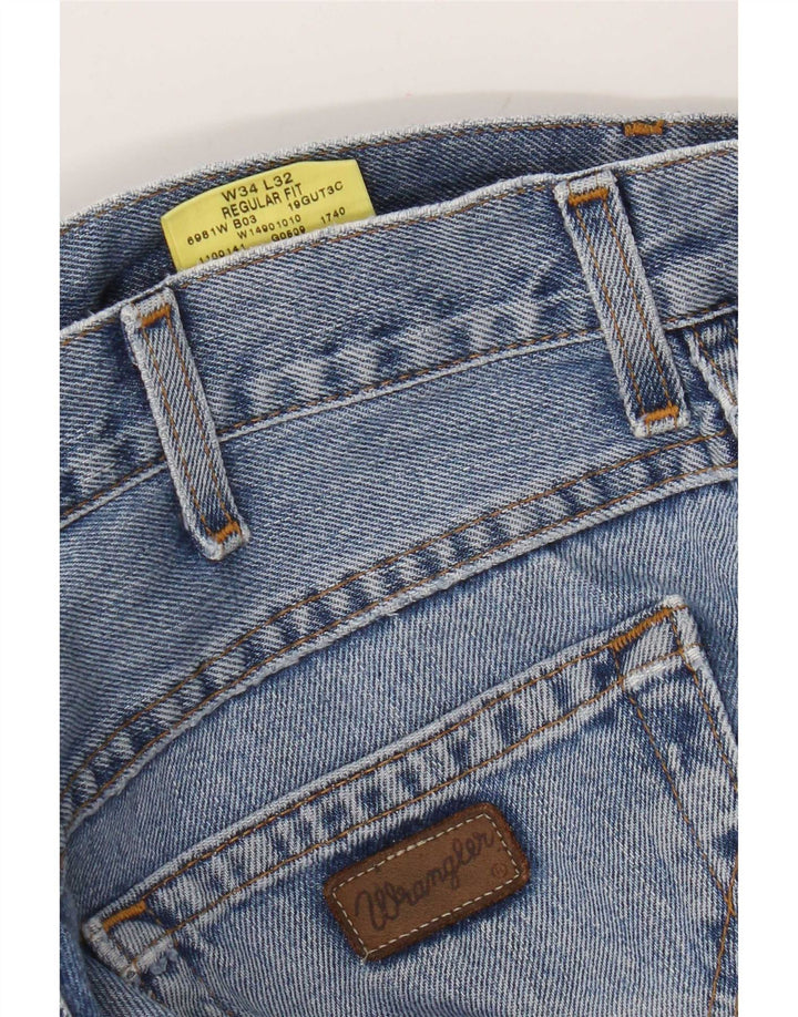 Мужские прямые джинсы Wrangler стандартного кроя W34 L32, синие, хлопок
