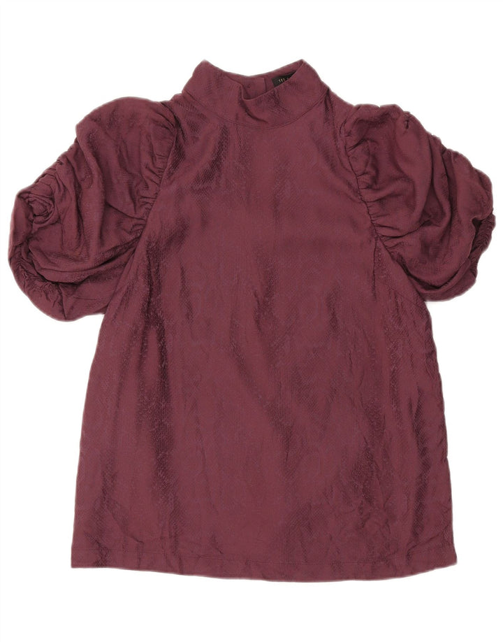 TED BAKER Womens Blouse Top UK 14 Medium Maroon Viscose