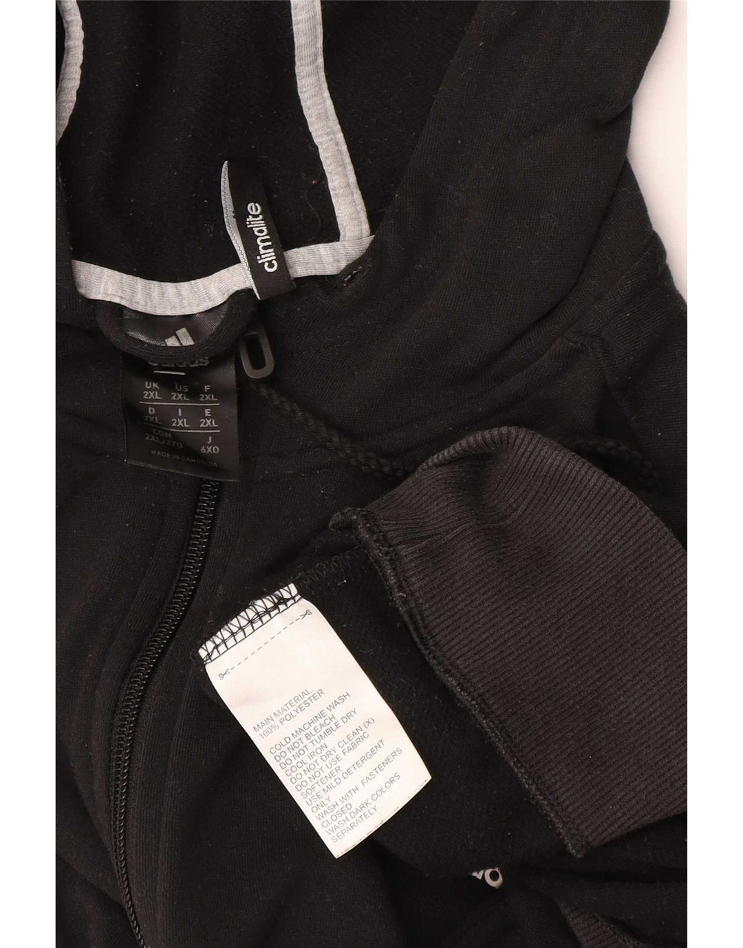 Мужской свитер с капюшоном Adidas Climalite на молнии 2XL, черный полиэстер