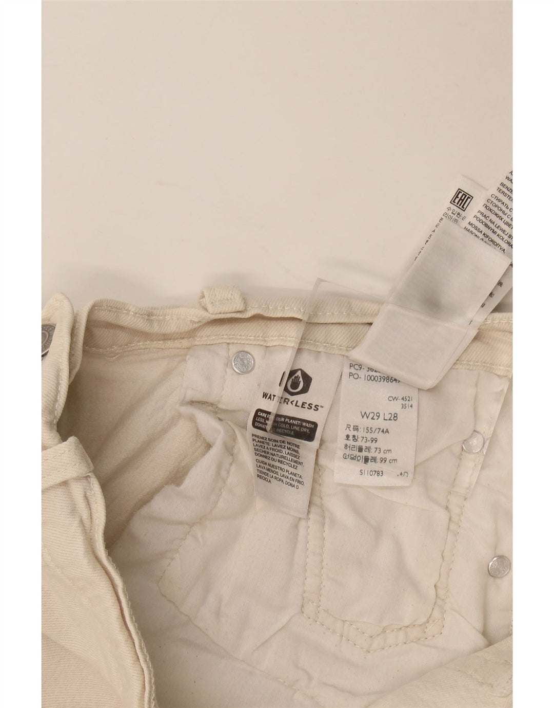 Женские прямые джинсы Levi's 501 W29 L28 Off White Хлопок