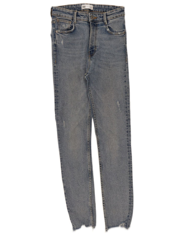 Женские потертые джинсы скинни с высокой талией Zara EU 36 XS W26 L27 синие