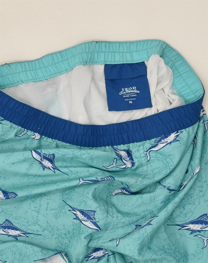 IZOD Mens Salt Water Swimming Shorts XL Green Animal Print Polyester | Vintage Izod | Thrift | Second-Hand Izod | Used Clothing | Messina Hembry 