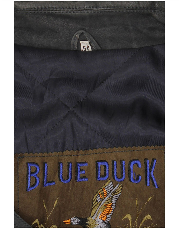Мужское кожаное пальто Blue Duck IT 50, темно-синее