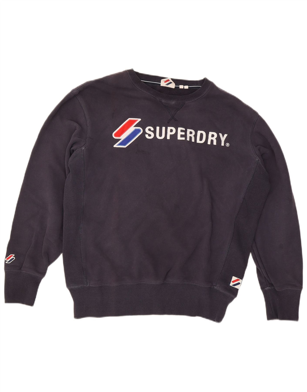 Мужской свитшот с рисунком Superdry, большой темно-синий хлопковый джемпер