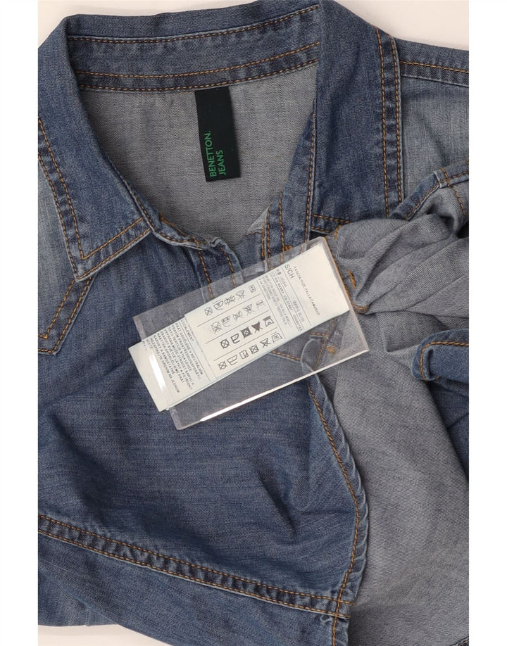 BENETTON Womens Denim Shirt UK 10 Small Blue Cotton Vintage Benetton and Second-Hand Benetton from Messina Hembry 