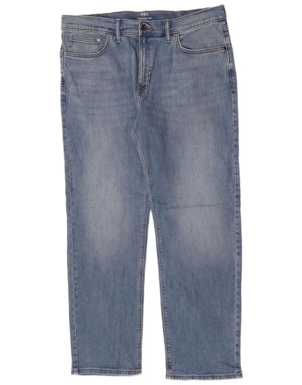 Мужские короткие прямые джинсы Marks & Spencer W36 L29 синие, хлопок