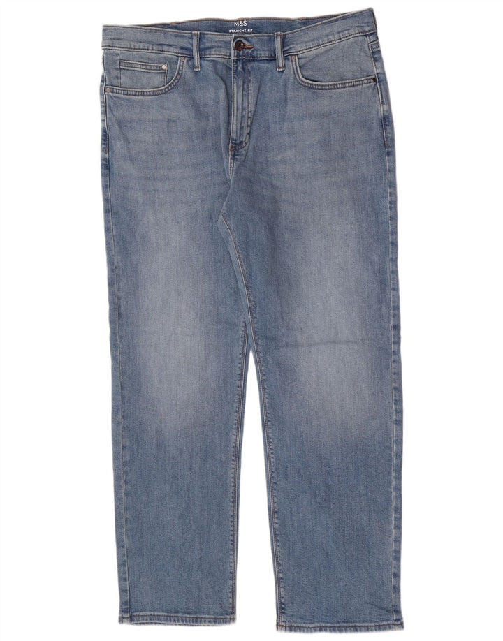 Мужские короткие прямые джинсы Marks & Spencer W36 L29 синие, хлопок