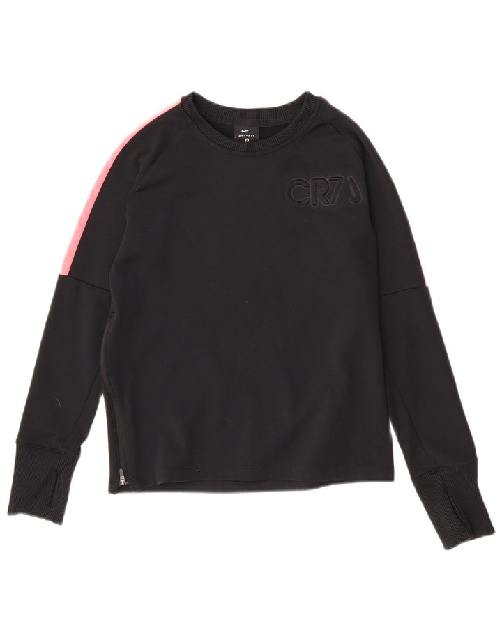 Джемпер с рисунком Nike Dri Fit для мальчиков 10–11 лет, средний черный