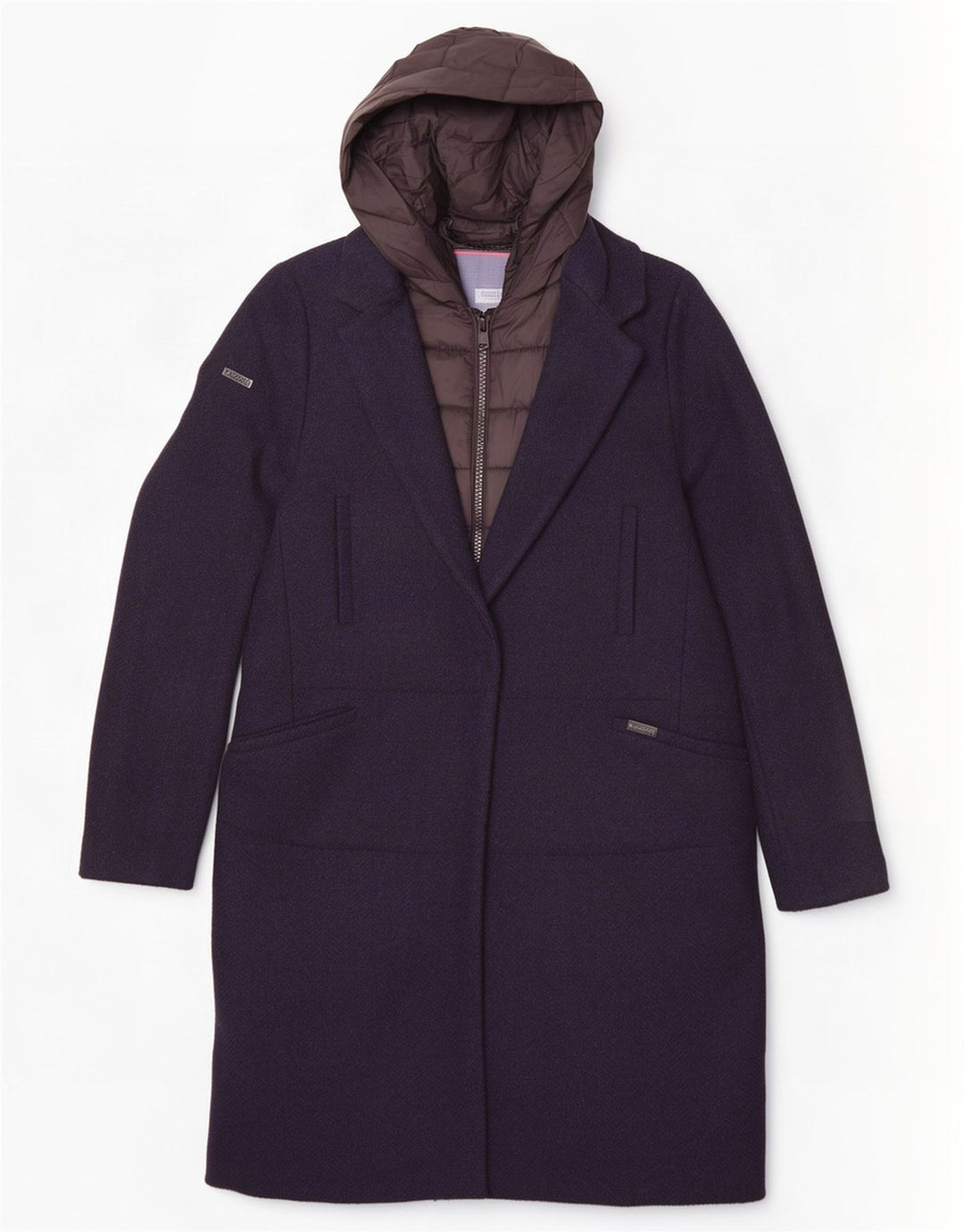 Женское пальто с капюшоном Superdry UK 10, маленькое темно-синее, шерсть