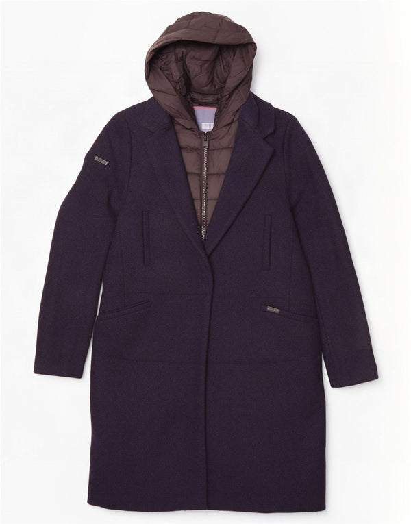 Женское пальто с капюшоном Superdry UK 10, маленькое темно-синее, шерсть
