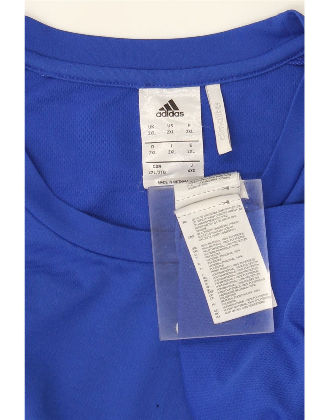 Мужская футболка Adidas Climalite Top 2XL Синяя с цветными блоками из полиэстера