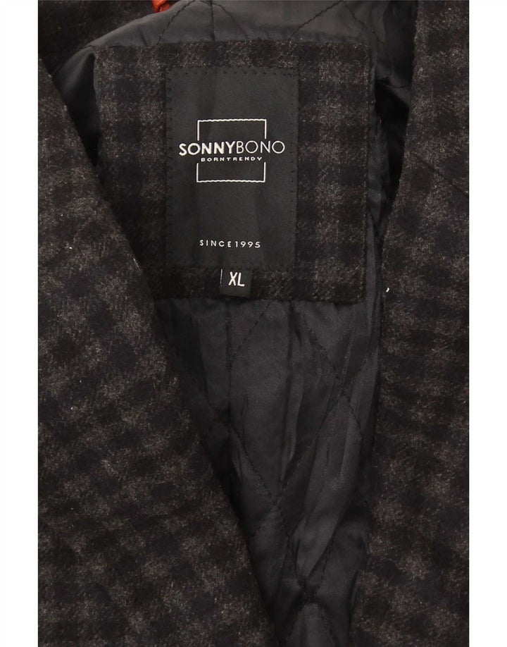 Мужское пальто Sonny Bono UK 42 XL серое в клетку