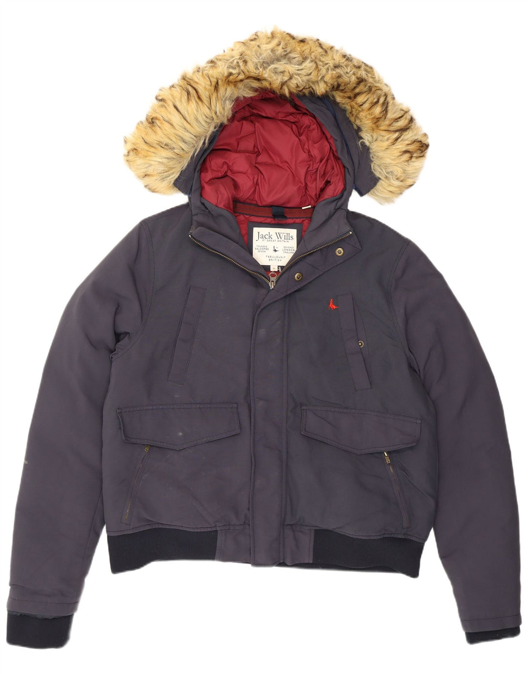 Мужская стеганая куртка с капюшоном Jack Wills UK 38 средний темно-синий