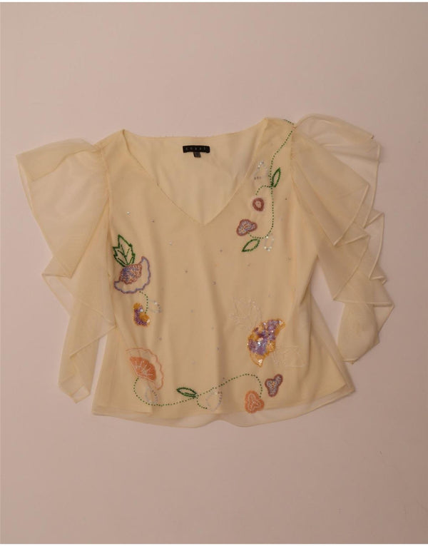 Женская укороченная прозрачная блузка COAST UK 16, большой желтый полиэстер