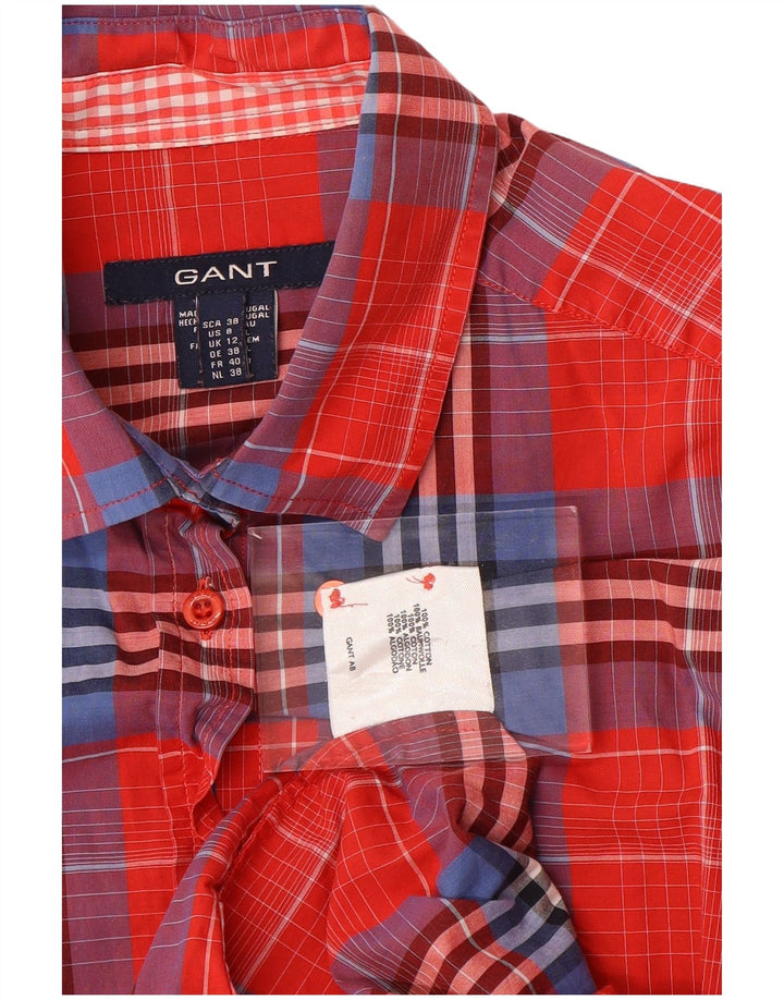 Женская рубашка GANT UK 12, хлопковая клетка среднего красного цвета