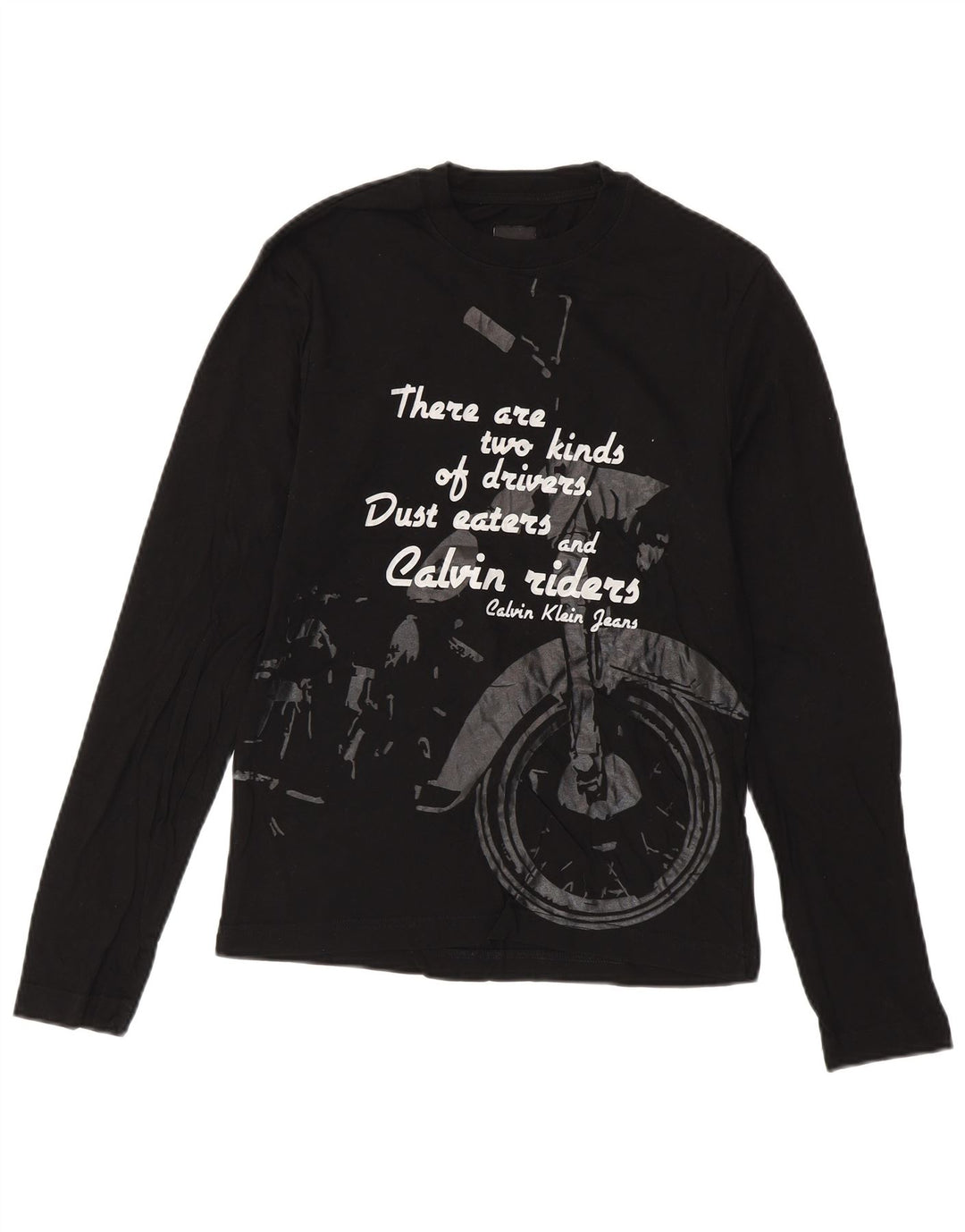 CALVIN KLEIN JEANS Мужской топ с графическим рисунком, длинный рукав, маленький черный хлопок