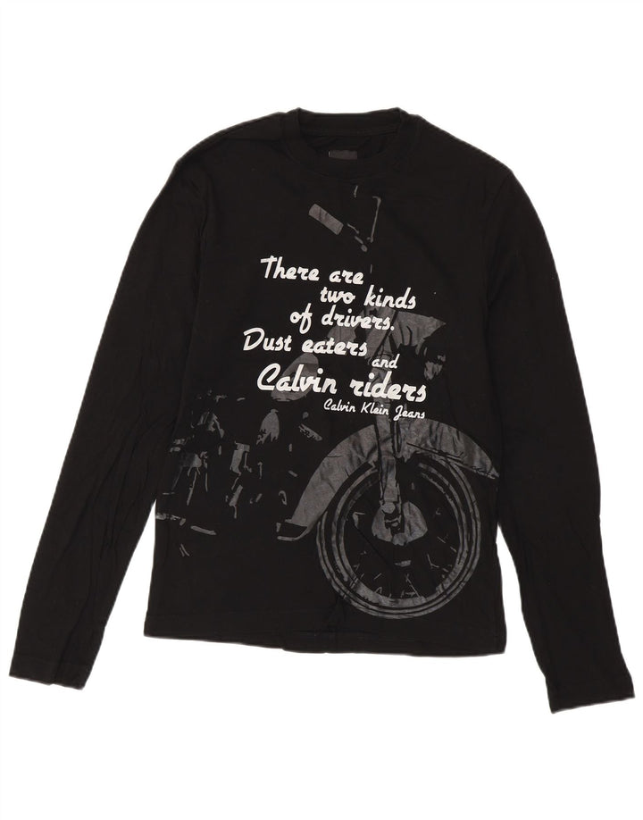 CALVIN KLEIN JEANS Мужской топ с графическим рисунком, длинный рукав, маленький черный хлопок