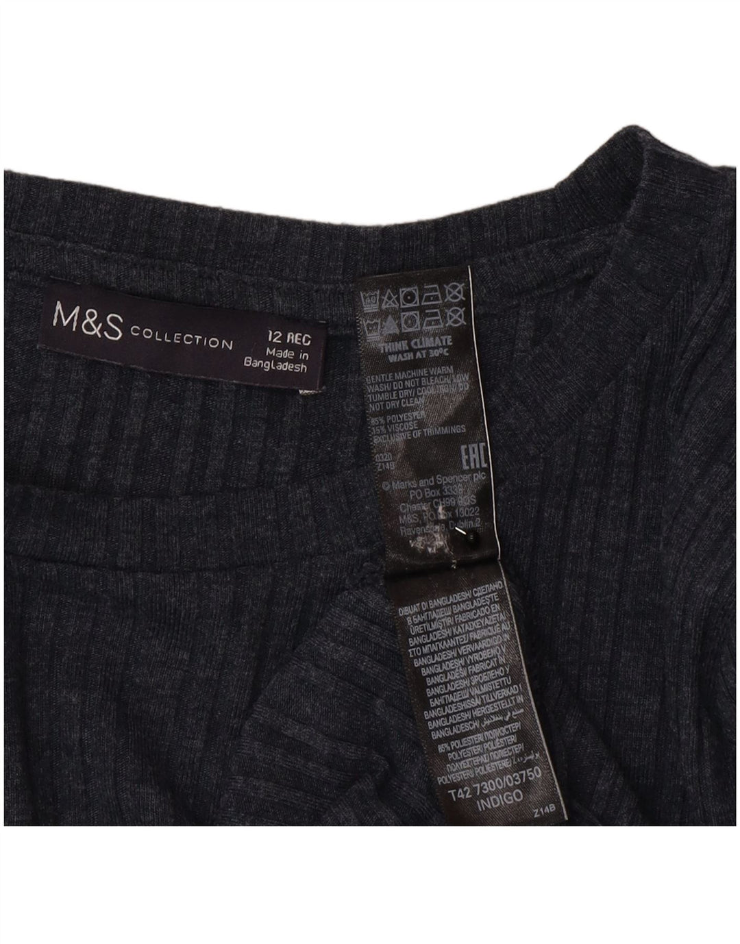 Женское платье-джемпер Marks & Spencer UK 12, средний темно-синий, полиэстер