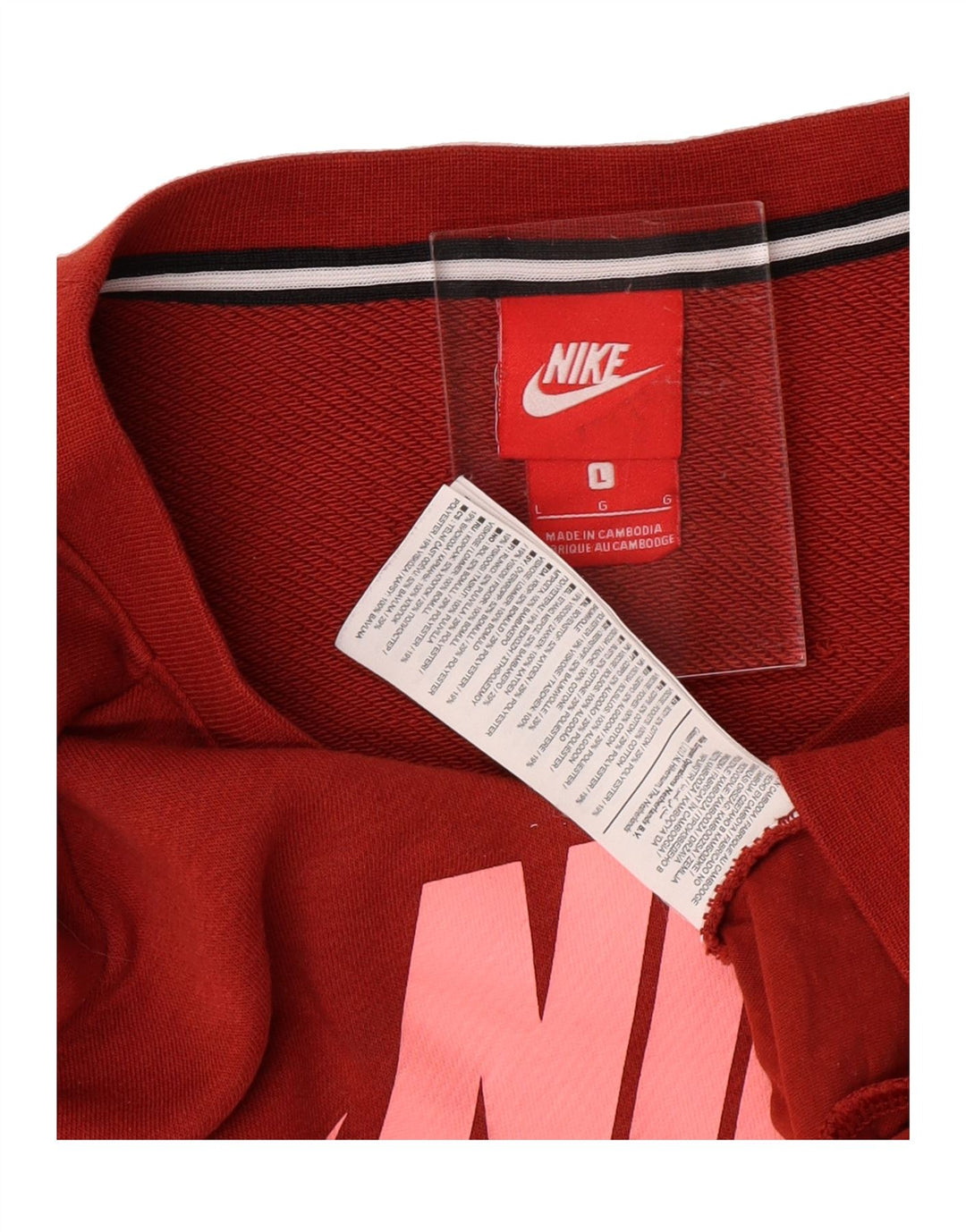 NIKE Womens Graphic Sweatshirt Jumper UK 16 Large Red Cotton Vintage Nike and Second-Hand Nike from Messina Hembry 
