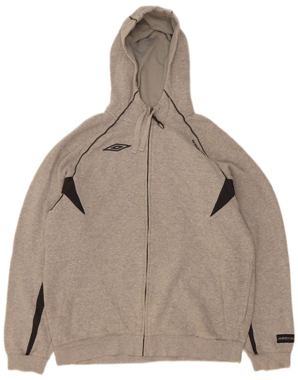 Мужской свитер с капюшоном на молнии Umbro XL, серый, хлопок с цветными блоками