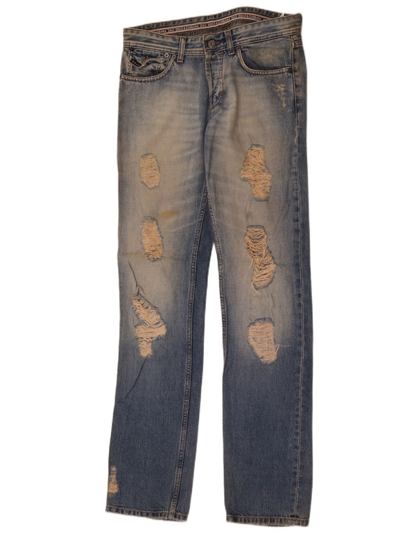 Женские потертые прямые джинсы Dolce & Gabbana W32 L37, синий хлопок