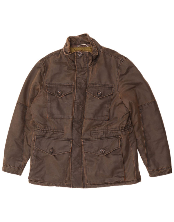 Marks & Spencer Mens Waxed Cotton Jacket UK 42 XL Brown