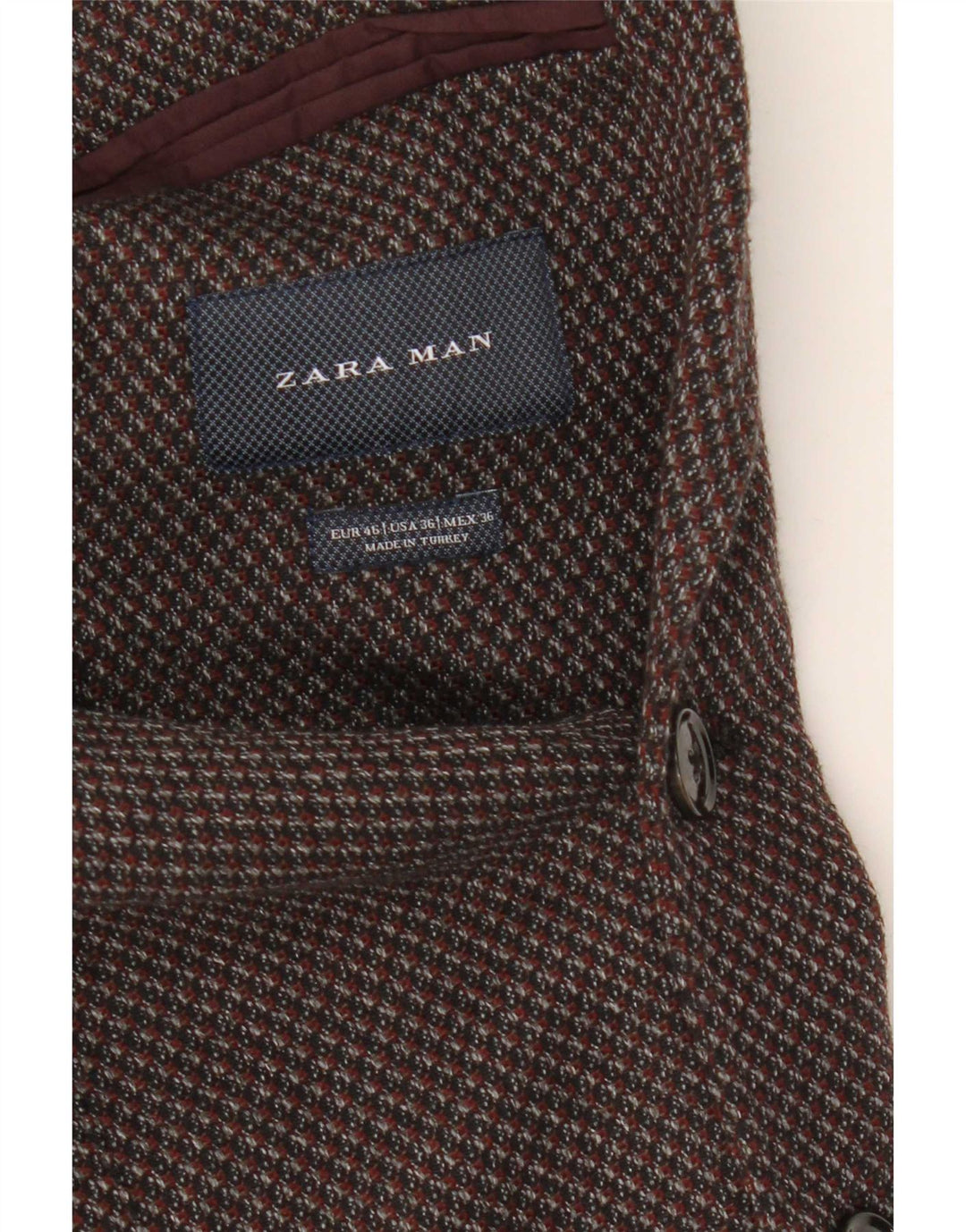 Мужской пиджак Zara на 2 пуговицах EU 46, маленький коричневый хлопок