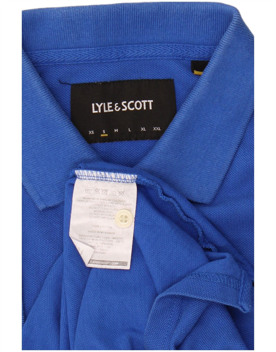 Мужская рубашка-поло Lyle & Scott, маленькая синяя, хлопок