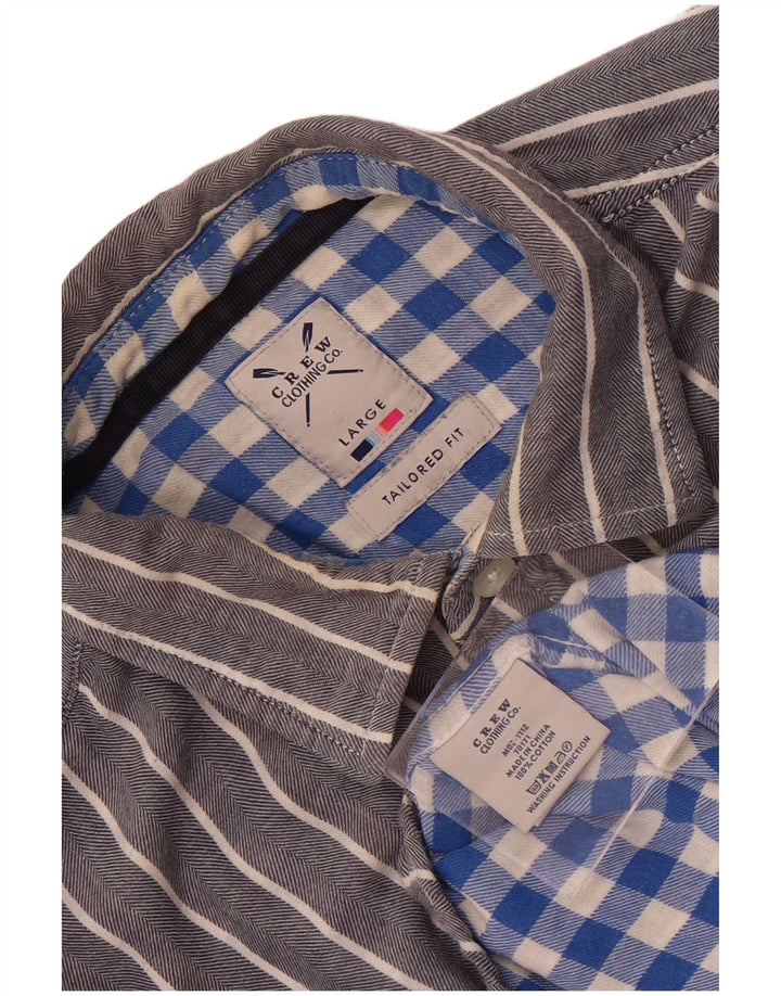 Crew Clothing Мужская рубашка по индивидуальному заказу, большая серая хлопковая полоска