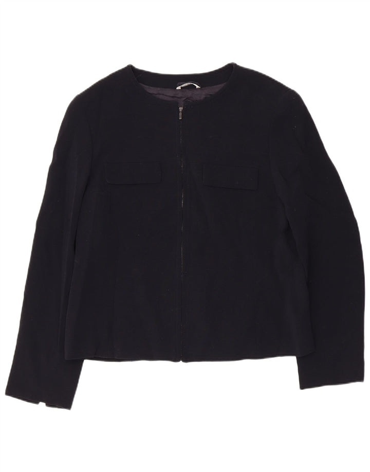 Женский пиджак Max Mara UK 16, большой темно-синий из натуральной шерсти