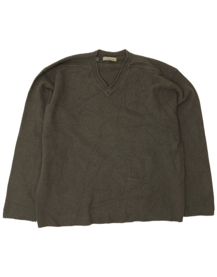 Мужской джемпер с v-образным вырезом Zara XL, хаки, шерсть