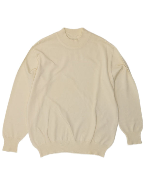 ВИНТАЖНЫЙ женский джемпер с высоким воротником, Великобритания 14, средний, белый