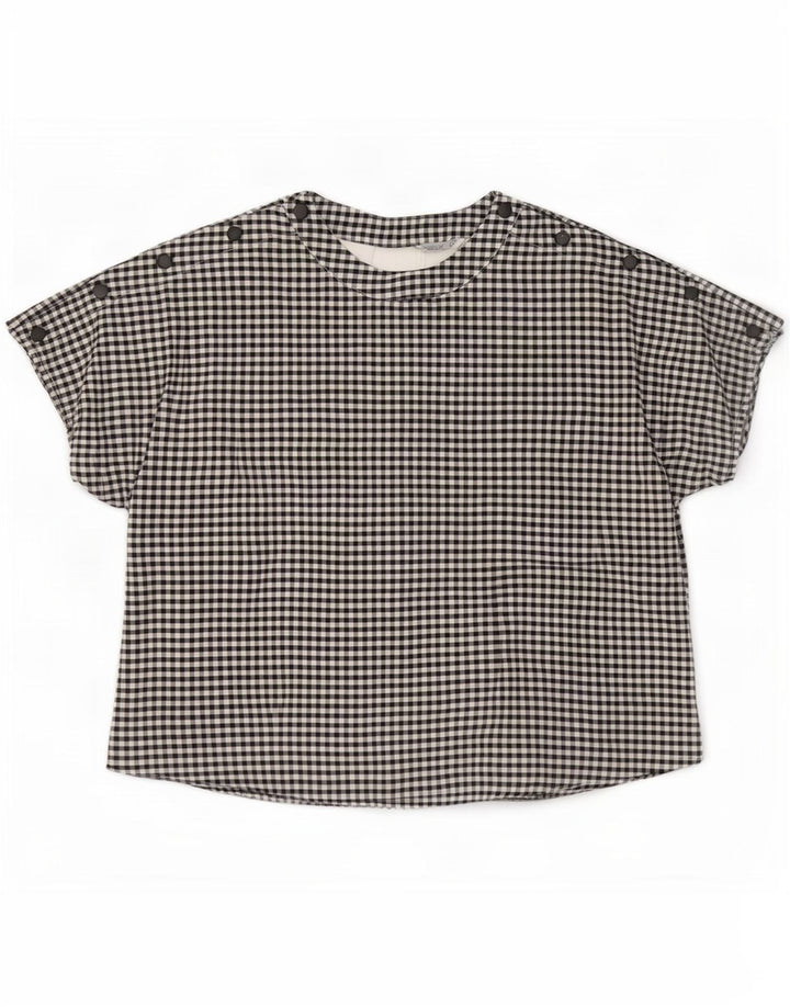 Женская блузка оверсайз Zara Top UK 10, маленькая черная клетка